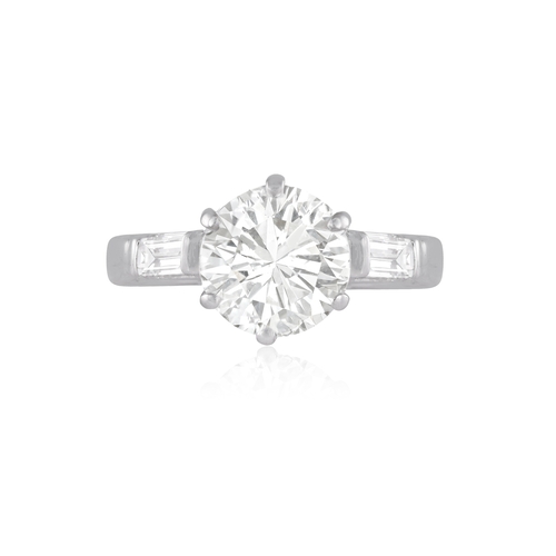 11 - A DIAMOND SINGLE-STONE RING  Set with a brilliant-cut diamond weighing approximately 2.20cts within ... 