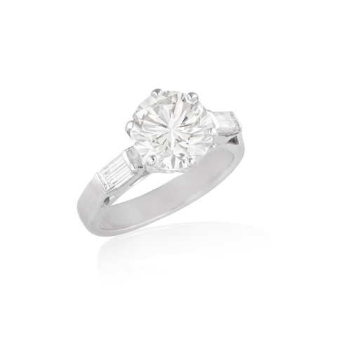 11 - A DIAMOND SINGLE-STONE RING  Set with a brilliant-cut diamond weighing approximately 2.20cts within ... 