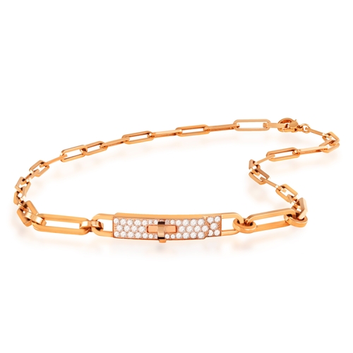 122 - HERMÈS: A DIAMOND 'KELLY CHAIN DOUBLE' BRACELET, 2023  The elongated cable-link chain, highlighted w... 