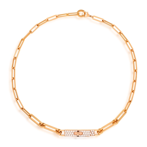 122 - HERMÈS: A DIAMOND 'KELLY CHAIN DOUBLE' BRACELET, 2023  The elongated cable-link chain, highlighted w... 