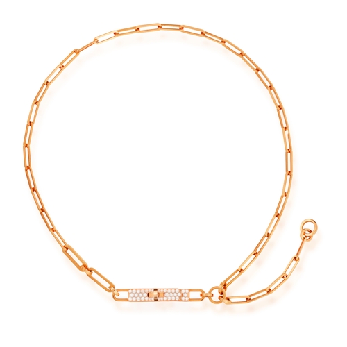 123 - HERMÈS: A DIAMOND 'KELLY CHAÎNE LARIAT' NECKLACE,   The elongated cable-link chain highlighted with ... 