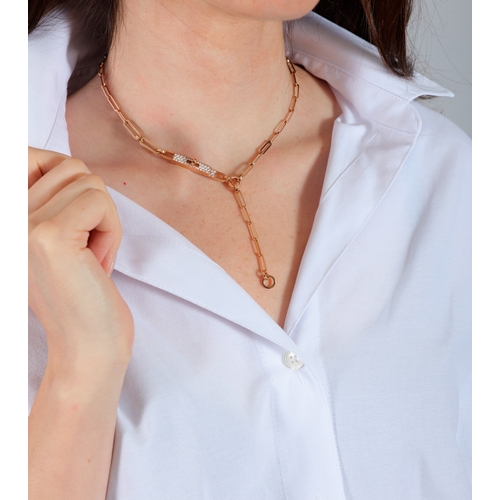 123 - HERMÈS: A DIAMOND 'KELLY CHAÎNE LARIAT' NECKLACE,   The elongated cable-link chain highlighted with ... 