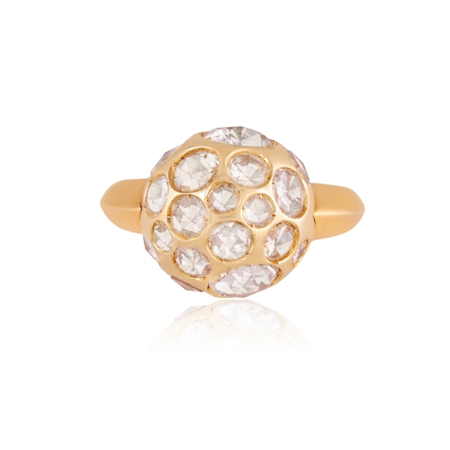 148 - POMELLATO: A ROCK CRYSTAL 'HAREM' RING  The spherical motif set with circular rose-cut rock crystals... 