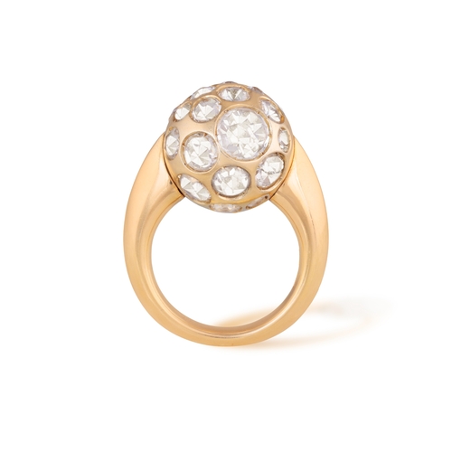 148 - POMELLATO: A ROCK CRYSTAL 'HAREM' RING  The spherical motif set with circular rose-cut rock crystals... 