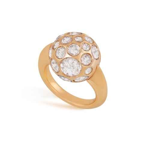 148 - POMELLATO: A ROCK CRYSTAL 'HAREM' RING  The spherical motif set with circular rose-cut rock crystals... 