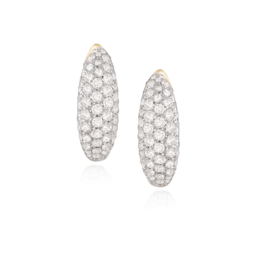 152 - A PAIR OF DIAMOND HOOP EARRINGS   Each of bombé design, pavé-set to the front with brilliant-cut dia... 