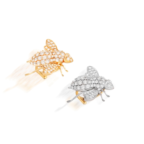 160 - SABBADINI: AN IMPORTANT PAIR OF DIAMOND EARCLIPS  Each designed as a stylised bee, set with brillian... 