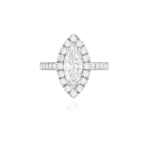 167 - A DIAMOND SINGLE-STONE RING  Set at the centre with a marquise-shaped diamond weighing 1.06cts, with... 