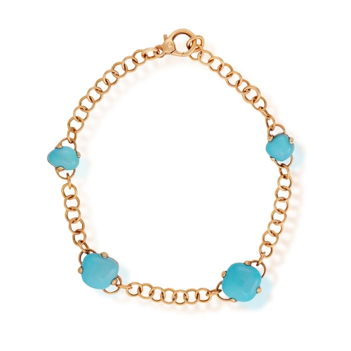 172 - POMELLATO: A TURQUOISE AND ROCK CRYSTAL 'CAPRI' BRACELET  Each fancy-shaped turquoise on the obverse... 