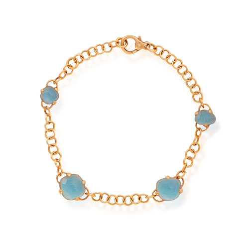 172 - POMELLATO: A TURQUOISE AND ROCK CRYSTAL 'CAPRI' BRACELET  Each fancy-shaped turquoise on the obverse... 