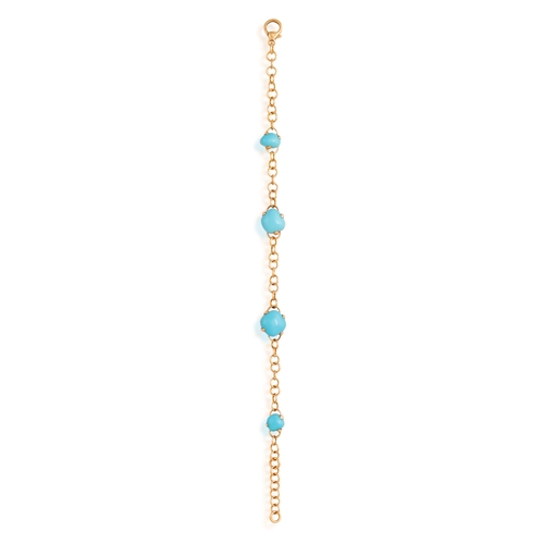 172 - POMELLATO: A TURQUOISE AND ROCK CRYSTAL 'CAPRI' BRACELET  Each fancy-shaped turquoise on the obverse... 