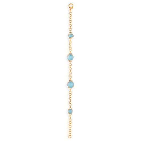 172 - POMELLATO: A TURQUOISE AND ROCK CRYSTAL 'CAPRI' BRACELET  Each fancy-shaped turquoise on the obverse... 