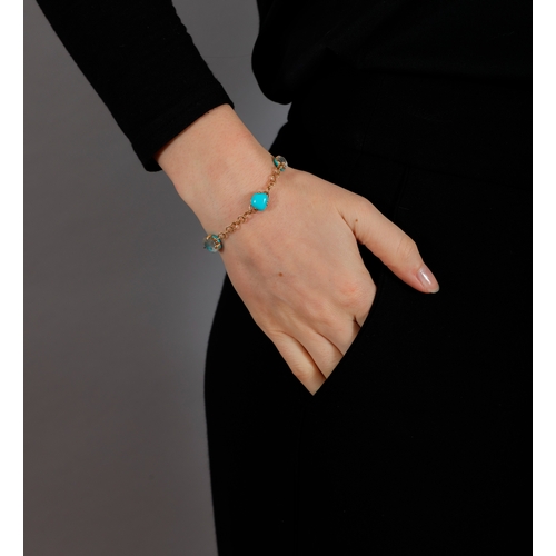 172 - POMELLATO: A TURQUOISE AND ROCK CRYSTAL 'CAPRI' BRACELET  Each fancy-shaped turquoise on the obverse... 