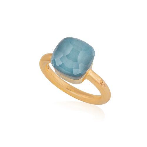 174 - POMELLATO: A BLUE TOPAZ 'NUDO' RING  Set with a closed-back mixed-cut blue topaz, mounted in 18K gol... 