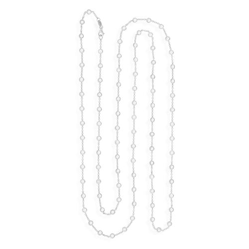 201 - A DIAMOND CHAIN NECKLACE  The cable-link chain interspersed with collet-set brilliant-cut diamonds, ... 