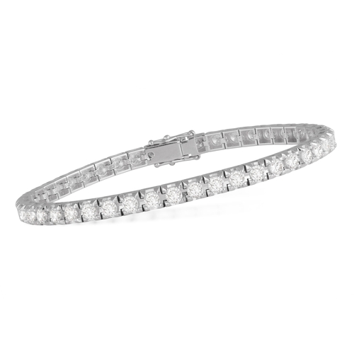 210 - A DIAMOND LINE BRACELET  Composed of a continuous row of brilliant-cut diamonds, each within a four-... 