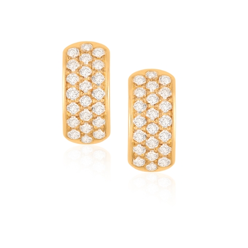 240 - A PAIR OF DIAMOND EARRINGS  Of convex shape, each pavé-se with brilliant-cut diamonds, mounted in 18... 