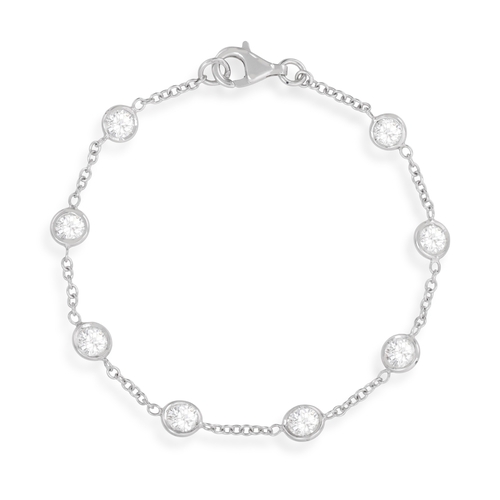 251 - A DIAMOND BRACELET  The cable-link chain interspersed with collet-set brilliant-cut diamonds, mounte... 