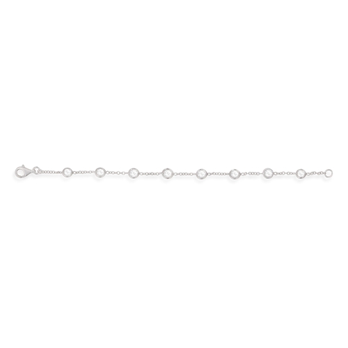 251 - A DIAMOND BRACELET  The cable-link chain interspersed with collet-set brilliant-cut diamonds, mounte... 