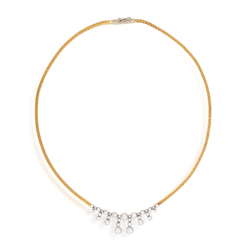 259 - AN 18K GOLD AND DIAMOND FRINGE NECKLACE   Of bi-coloured design, the front composed of a graduated f... 