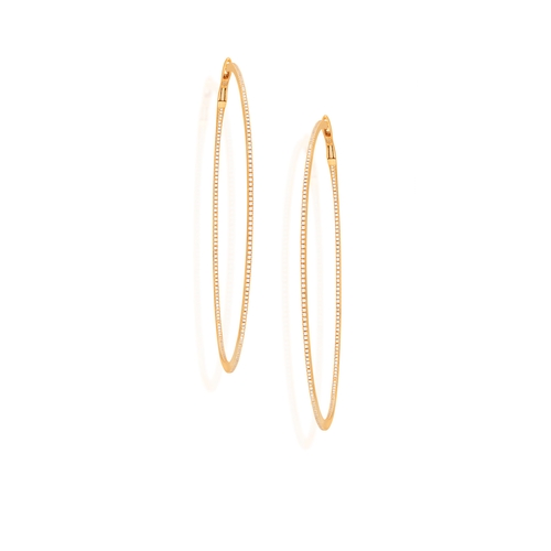 261 - A PAIR OF DIAMOND HOOP EARRINGS   Each of hoop design, set to the front and interior with single-cut... 