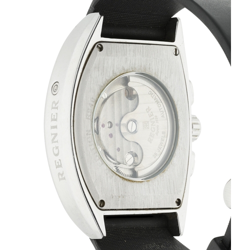 105 - REGNIER  A stainless steel, limited self winding centre-seconds wristwatch with triple date function... 