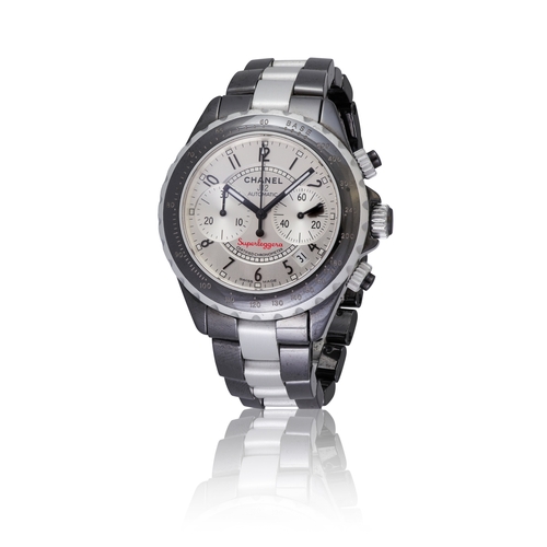 107 - CHANEL  REF. J12, SUPERLEGGERA,  A ceramic, self-winding chronograph centre-second wristwatch with d... 