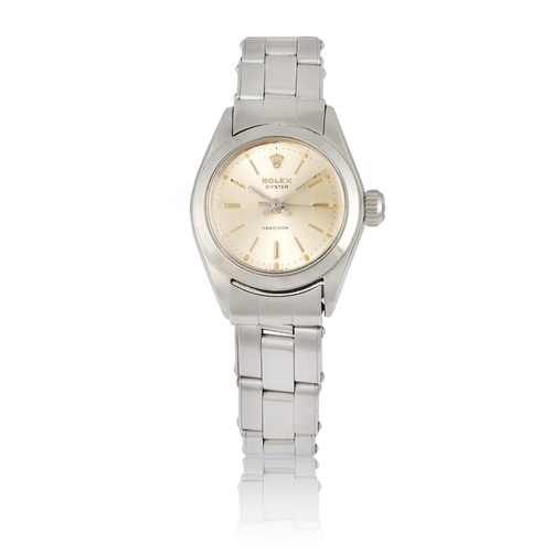 113 - ROLEX

REF. 6410, OYSTER

A stainless steel, manual winding centre-seconds lady’s wristwatch

Year: ... 