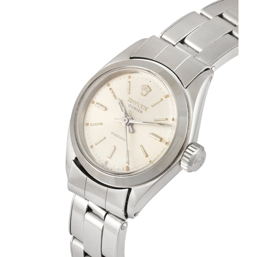 113 - ROLEX

REF. 6410, OYSTER

A stainless steel, manual winding centre-seconds lady’s wristwatch

Year: ... 