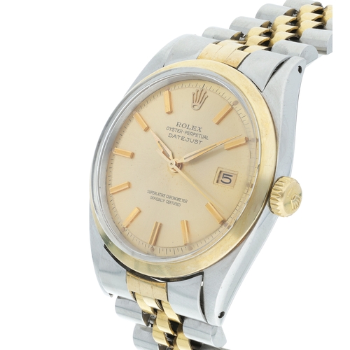 118 - ROLEX   REF. 1600, OYSTER PERPETUAL DATEJUST,  A stainless steel and yellow gold, self winding centr... 