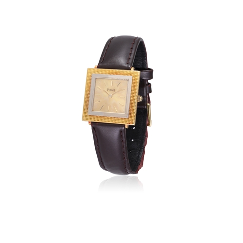 12 - PIAGET   REF. 9201, EXTRA-THIN, 18K GOLD  An extra-thin 18K yellow and white gold Clous de Paris and... 