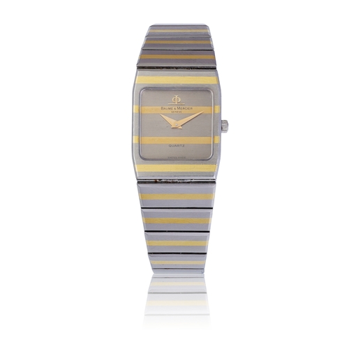 122 - BAUME & MERCIER   A two-tone zebra, stainless steel quartz bracelet watch  Year : C. 1970 Dial : two... 