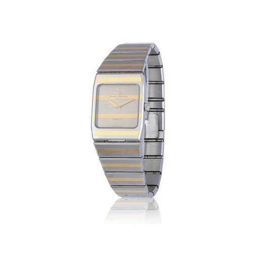 122 - BAUME & MERCIER   A two-tone zebra, stainless steel quartz bracelet watch  Year : C. 1970 Dial : two... 