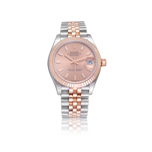 134 - ROLEX   REF. 278271, OYSTER PERPETUAL DATEJUST, FLUTED BEZEL  A two tone stainless steel and pink go... 