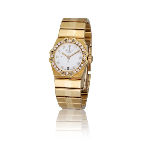 22 - CHOPARD   REF. 25/3928, St-MORITZ, 18K YELLOW GOLD AND DIAMOND  An18K Yellow gold and diamond bezel,... 