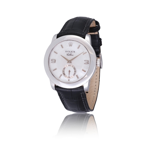 32 - ROLEX, CELLINI  REF 5240, PLATINUM, MOTHER OF PEARL DIAL  A Platinum, manual winding subsidiary-seco... 