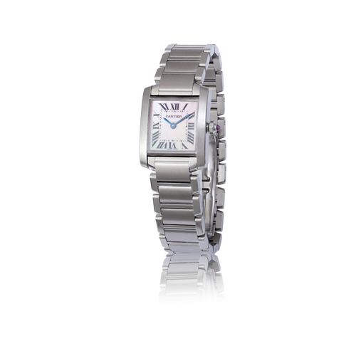 38 - CARTIER  REF. 2384, TANK FRANÇAISE, MOTHER OF PEARL DIAL  A mother of pearl dial quartz lady’s brace... 