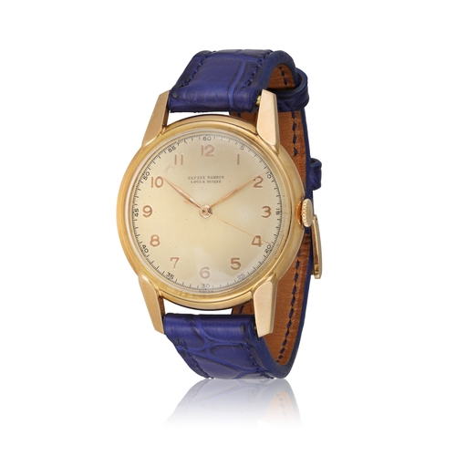 43 - ULYSSE NARDIN   An 18K yellow gold, manual wind bracelet watch  Year : C. 1950 Dial : Champagne with... 