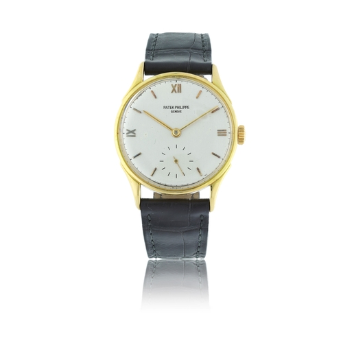 52 - PATEK PHILIPPE, GENÈVE

REF. 1516, CALATRAVA, 18K YELLOW GOLD, EXTRACT OF ORIGIN, STERN FRERES DIAL,... 