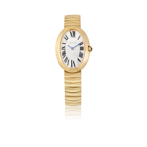 55 - CARTIER   REF. 3208, BAIGNOIRE, 18K YELLOW GOLD  An 18K yellow gold, quartz lady’s bracelet watch  Y... 