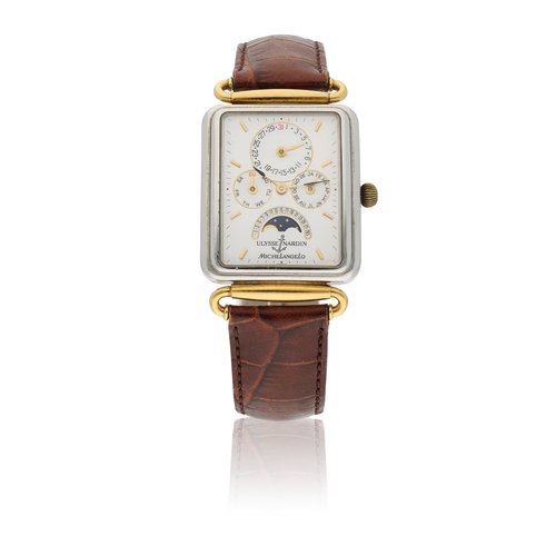 56 - ULYSSE NARDIN   REF. 161-42, MICHELANGELO  A stainless steel and 18K yellow gold, self winding tripl... 