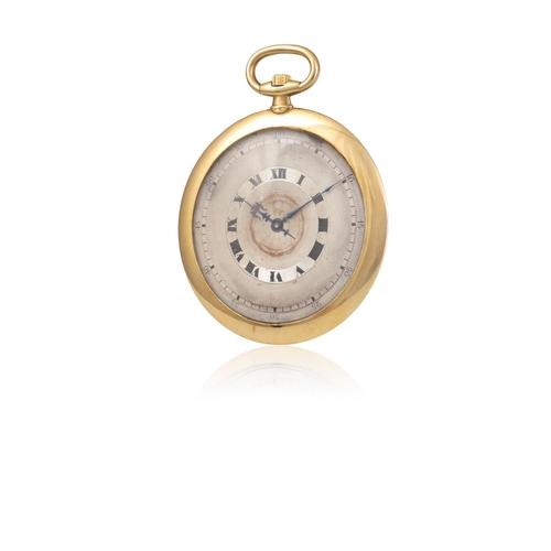 60 - CARTIER  « MONTRE COUTEAU »  An 18K yellow gold open-face, keyless-winding “Montre couteau” (knife-e... 