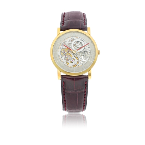 62 - AUDEMARS PIGUET  ULTRA-THIN SKELETON  A well-preserved, 18k yellow gold Ultra-Thin skeletonised manu... 