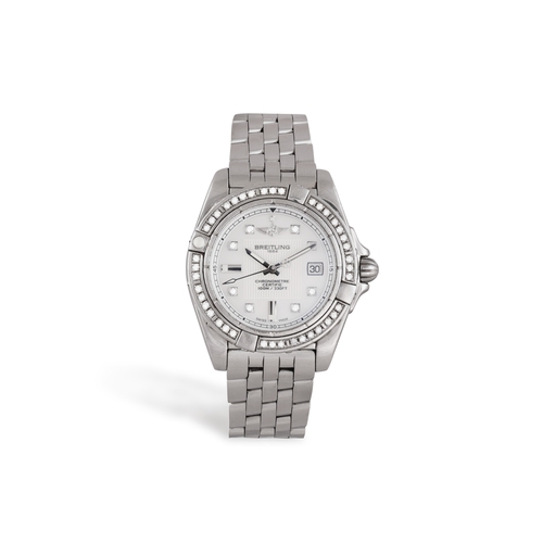 75 - BREITLING: A LADY’S STAINLESS STEEL, QUARTZ AND DIAMOND ‘GALACTIC 32’ WRISTWATCH  A quartz movement,... 