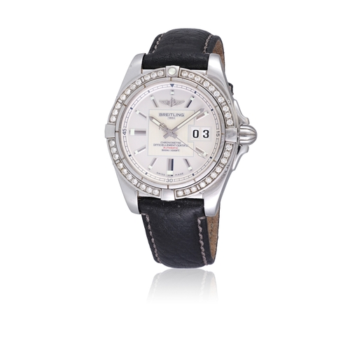 76 - BREITLING   REF. A49350, GALACTIC, DIAMOND SET BEZEL  A stainless steel, diamond set bezel, self-win... 