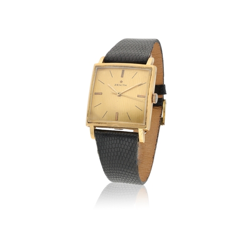 9 - ZENITH  SQUARE CURVED, 18K GOLD  A manual-winding center-seconds wristwatch in 18K yellow gold Year ... 