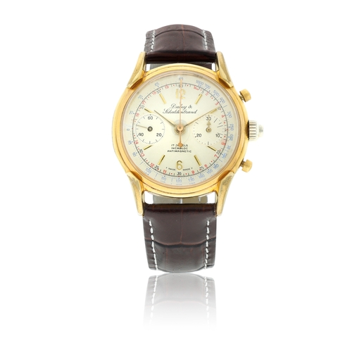 99 - DUBEY & SCHALDENBRAND   SPIRAL RATTRAPANTE  A manual wind, gold-plated chronograph split-second wris... 