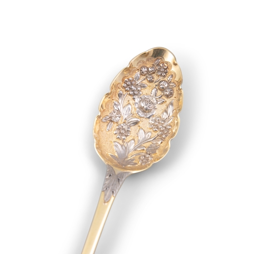 111 - A PAIR OF GEORGE III SILVER GILT BERRY SPOONS,  London c.1818, mark of probably of Richard Poulden, ... 