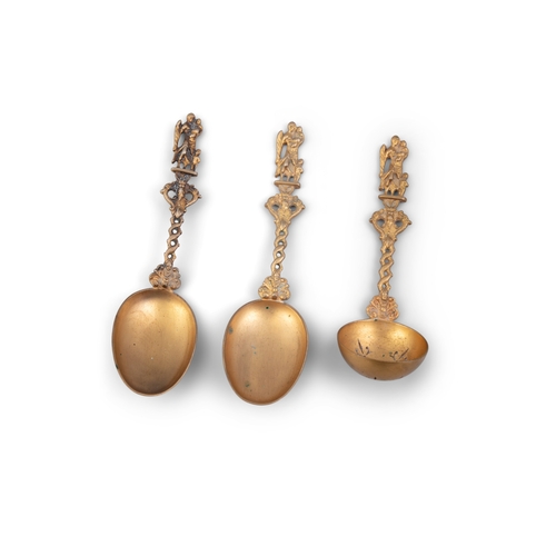 111 - A PAIR OF GEORGE III SILVER GILT BERRY SPOONS,  London c.1818, mark of probably of Richard Poulden, ... 