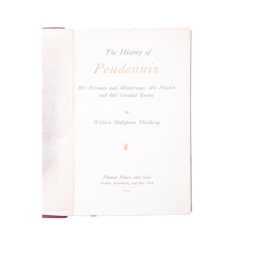 120 - THOMAS NELSON & SONS   The Works of William Makepeace Thackeray, New Century Library, 1900. Red calf... 